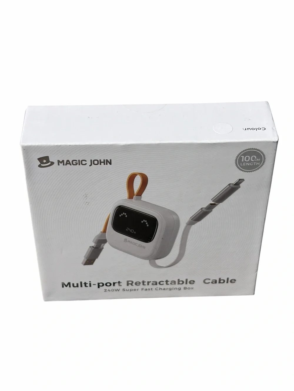 Magic John 240W Retractable Multi-Port Cable (White)